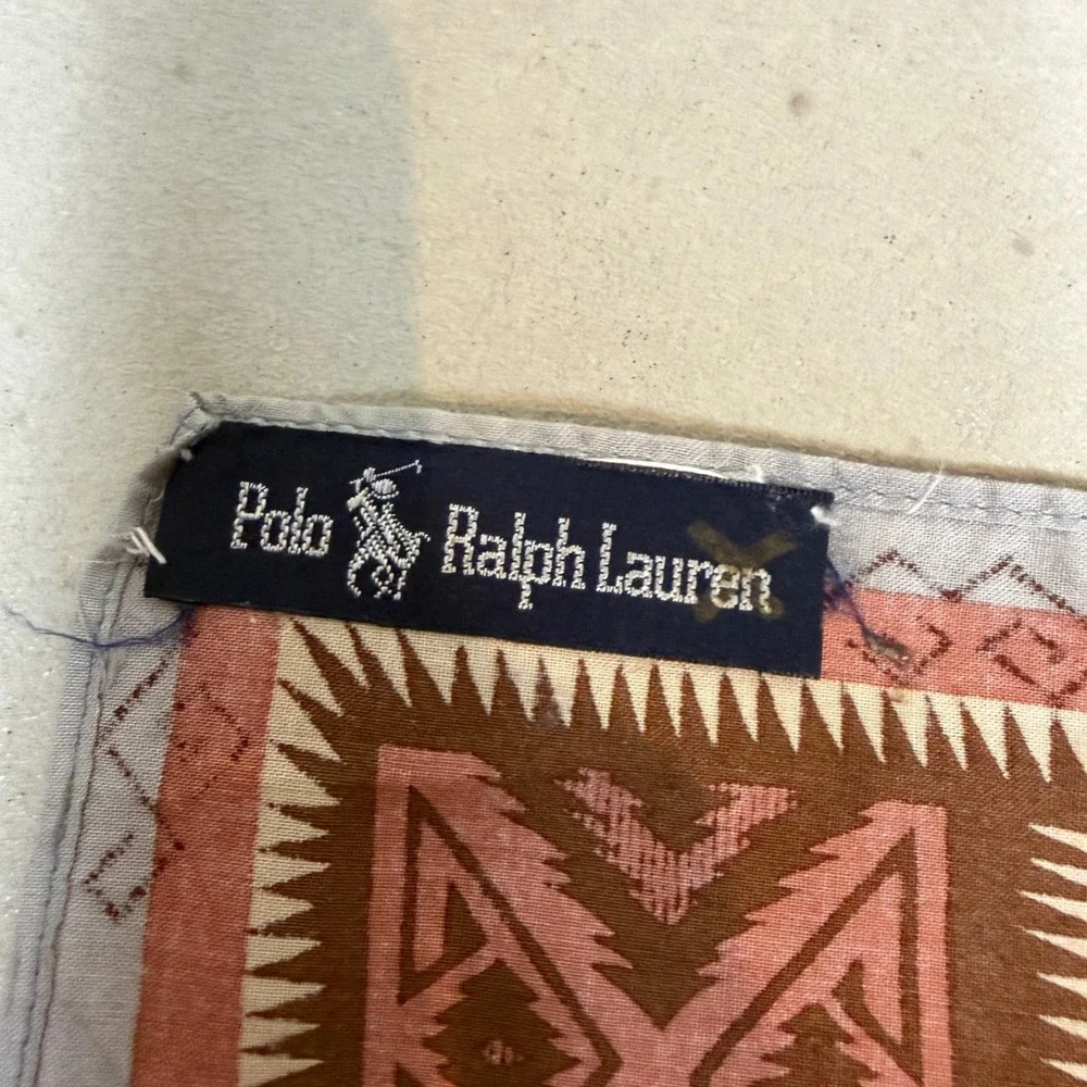 RARE Polo‎ Ralph Lauren Western Cowboy Southwestern Bandana Scarf Brown 25x25